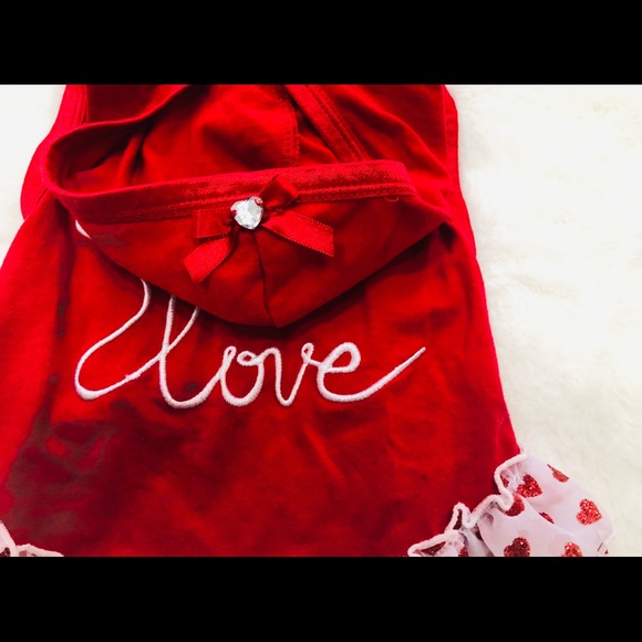 ❤️Red & White LOVE Doggie Dress with Ruffles❤️ - Picture 10 of 14